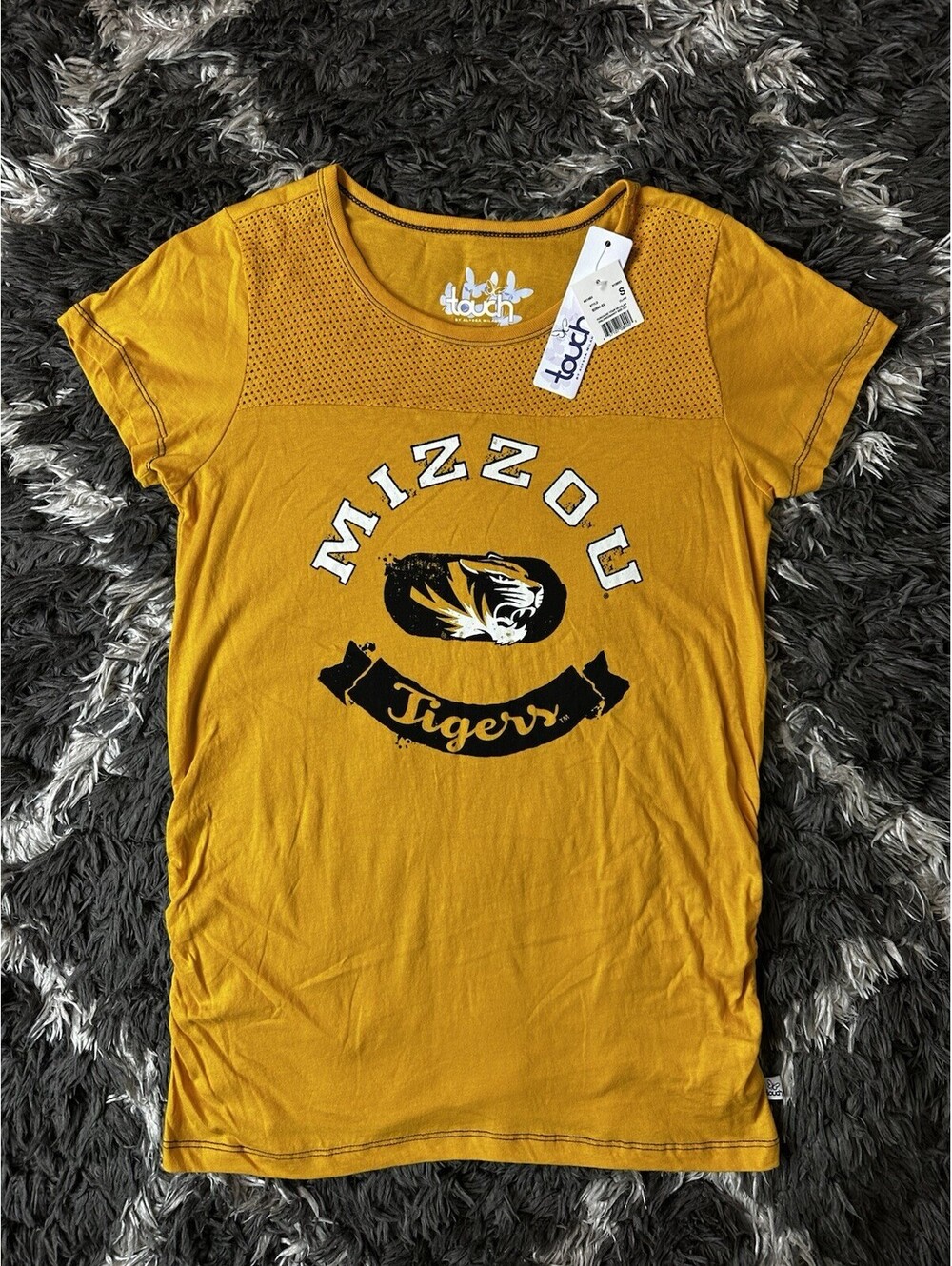 NWT Touch by Alyssa Milano Mizzou Tigers Maternity T-Shirt Yellow Women's S